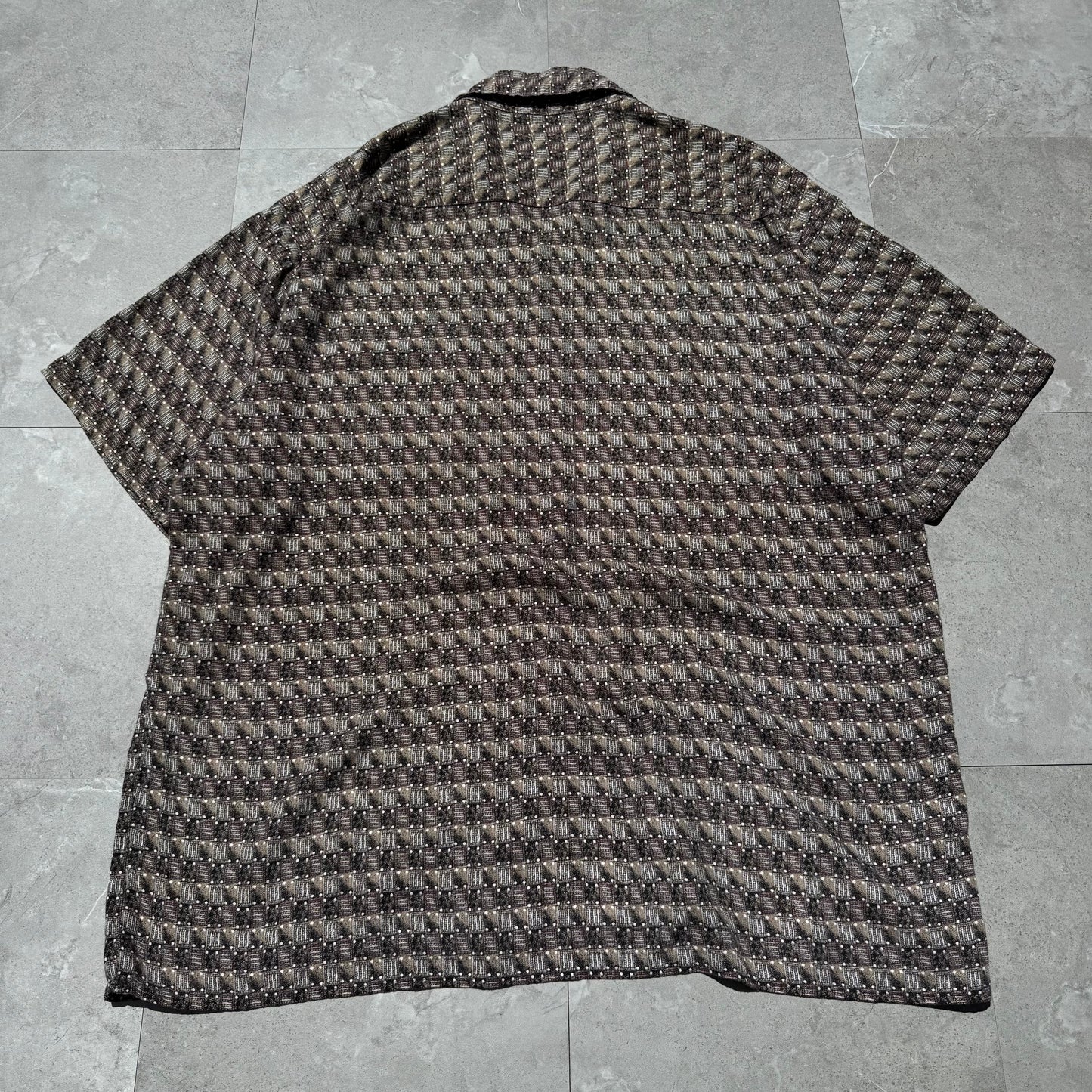 90s Natural Issue Box Pattern Rayon Short Sleeve Shirt KiiChain Clothing