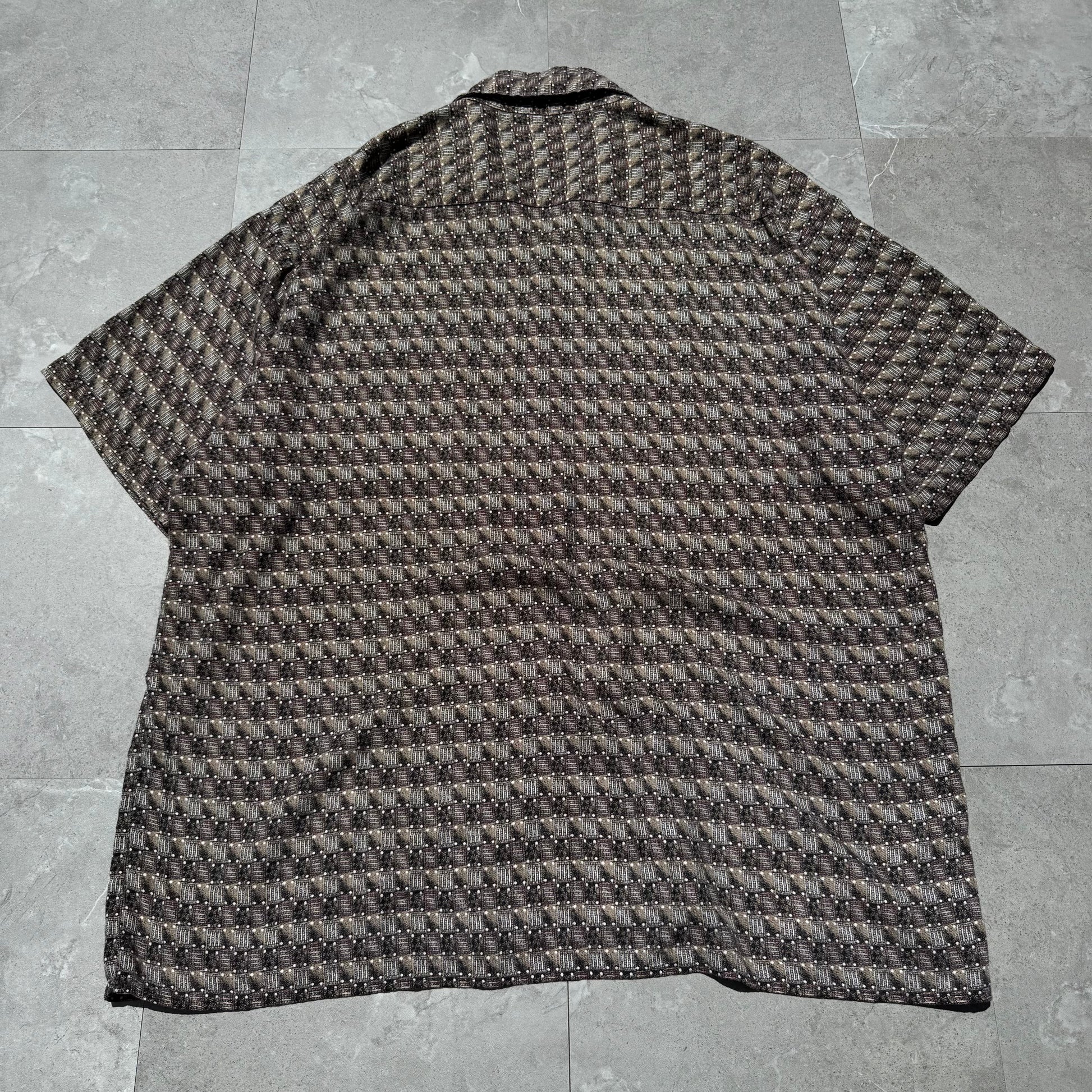 90s Natural Issue Box Pattern Rayon Short Sleeve Shirt KiiChain Clothing