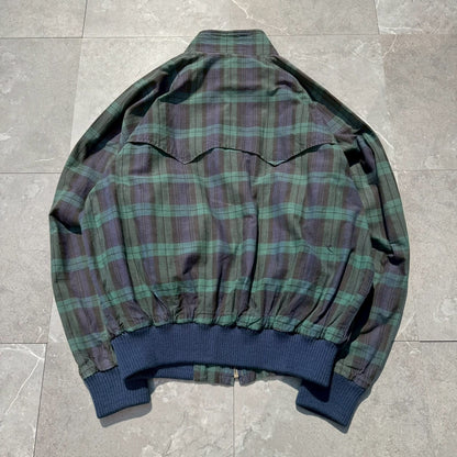 80s-90s Ralph Lauren Green Navy Checkered Harrington Jacket