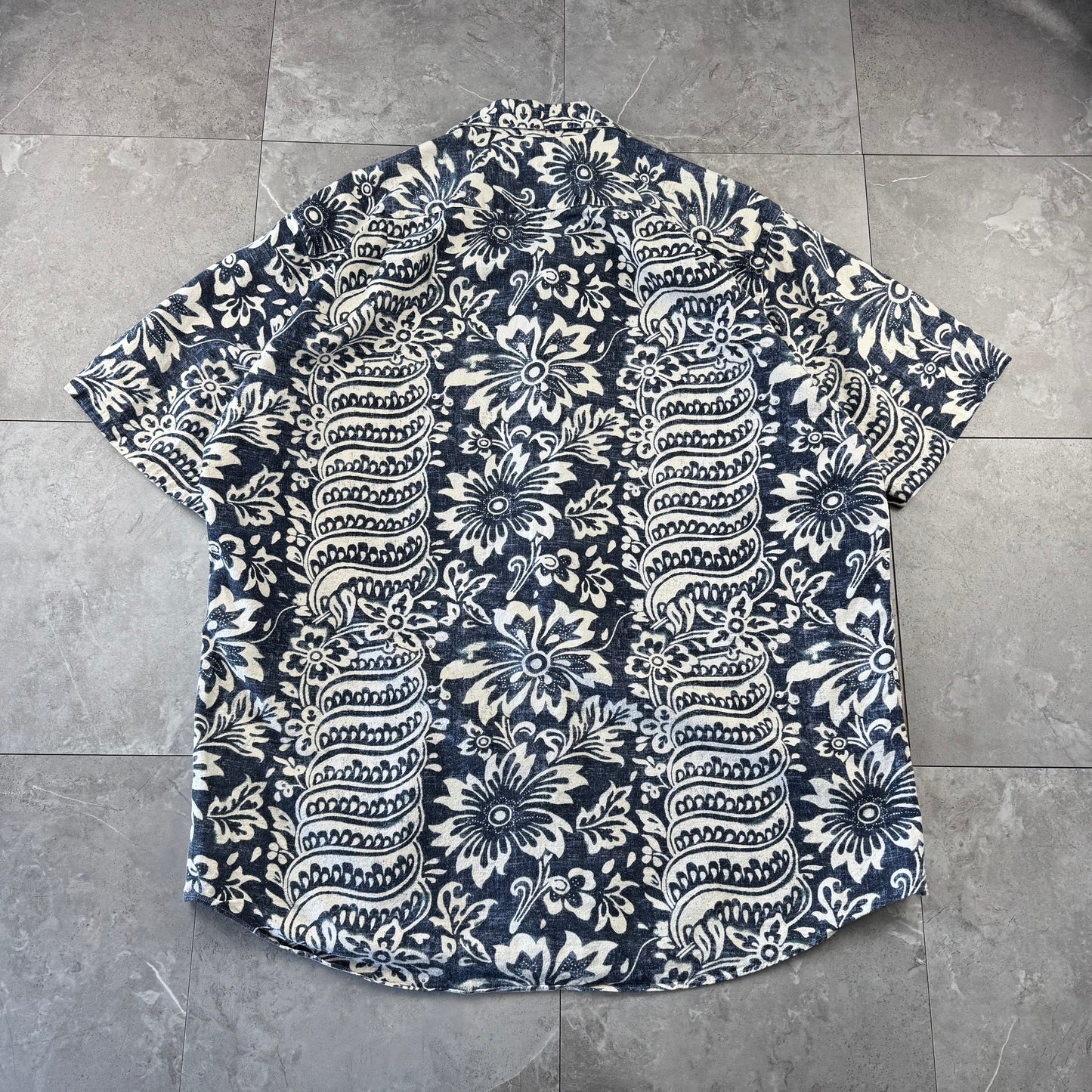 00s Polo by Ralph Lauren Bonnard Navy / Black Paisley Open Collar Shirt