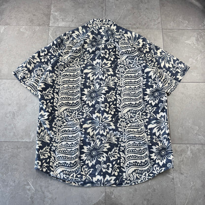 00s Polo by Ralph Lauren Bonnard Navy / Black Paisley Open Collar Shirt