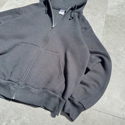 80s-90s Jerzees by Russell Athletic Made in USA Black Zip-Up Hoodie KiiChain Clothing