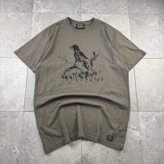 00s Filson Made in USA Olive Green Doberman Graphic Tee
