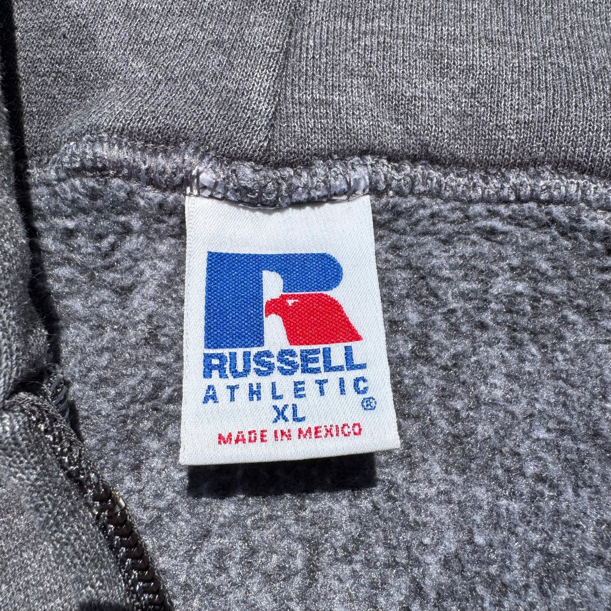 90s Russell Athletic Faded Gray Zip-Up Hoodie KiiChain Clothing