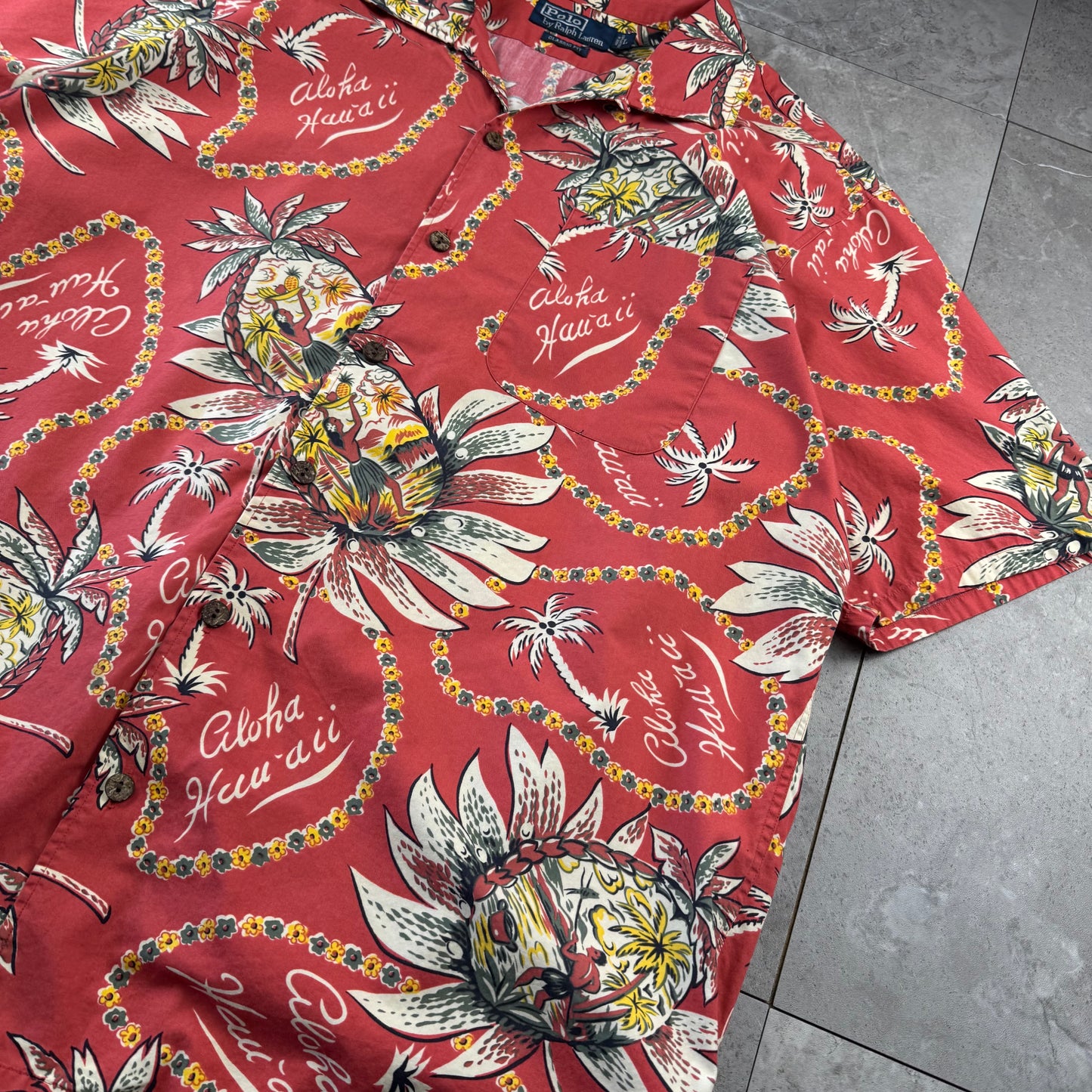 00s Polo by Ralph Lauren Classic Fit Red Hawaiian Open Collar Shirt