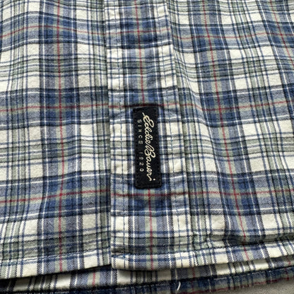 00s Eddie Bauer Blue/White Checkered Button Down Short Sleeve Shirt L
