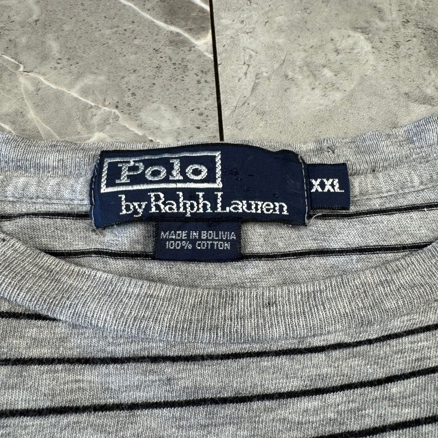 90s Ralph Lauren Gray Border Single Stitch T-Shirt