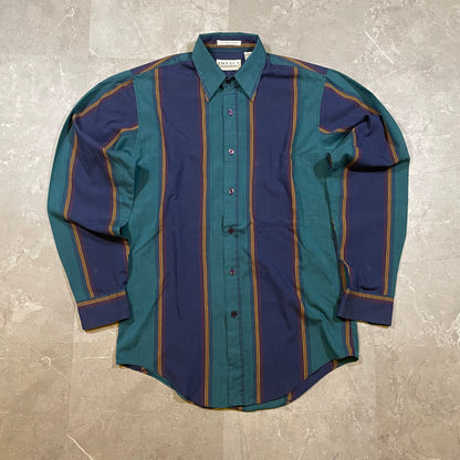 90s Impact Green/Navy Striped Shirt