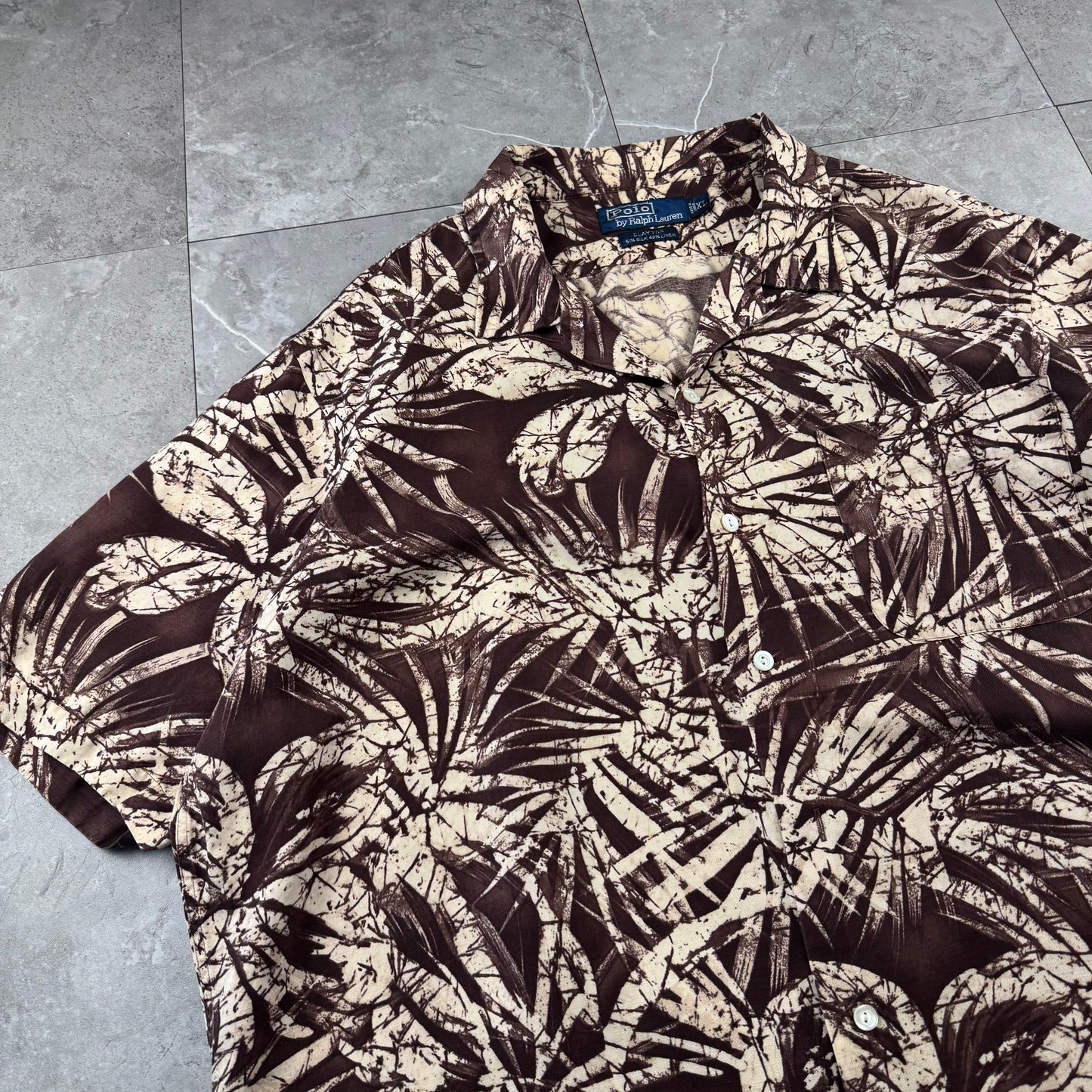 00s Polo by Ralph Lauren Clayton Brown Silk x Cotton Short Sleeve Shirt
