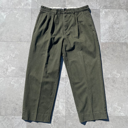 90s-00s Ralph Lauren Two-Tuck Pleated Olive Green Chino Pants 34x30