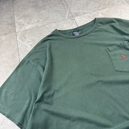 90s Polo by Ralph Lauren Green Pocket Logo Single Stitch T-Shirt
