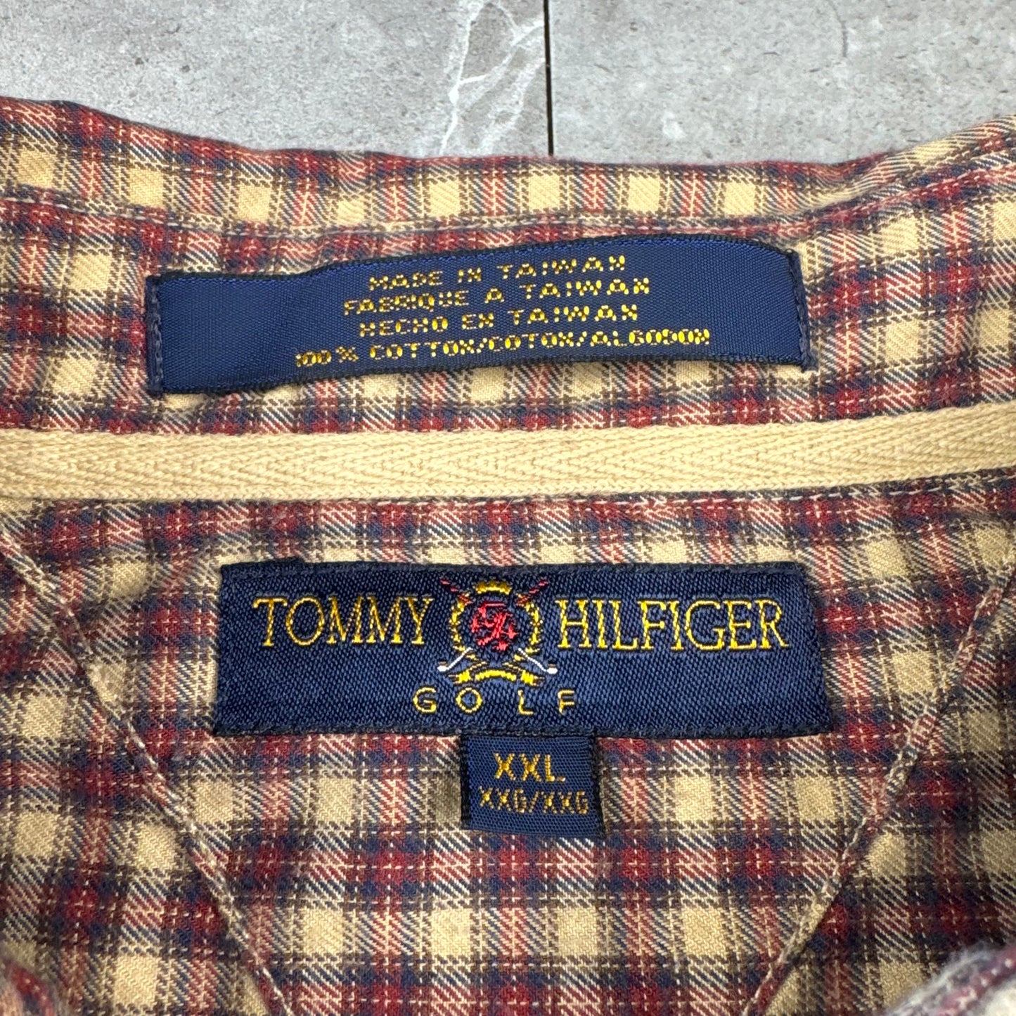 90s Tommy Hilfiger Red & Beige Checkered Long Sleeve Shirt