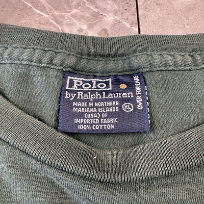 90s Polo by Ralph Lauren Green Pocket Logo Single Stitch T-Shirt