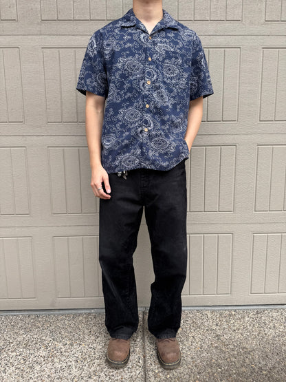 00s Ralph Lauren Polo Jeans Co. Navy Floral Open Collar Shirt
