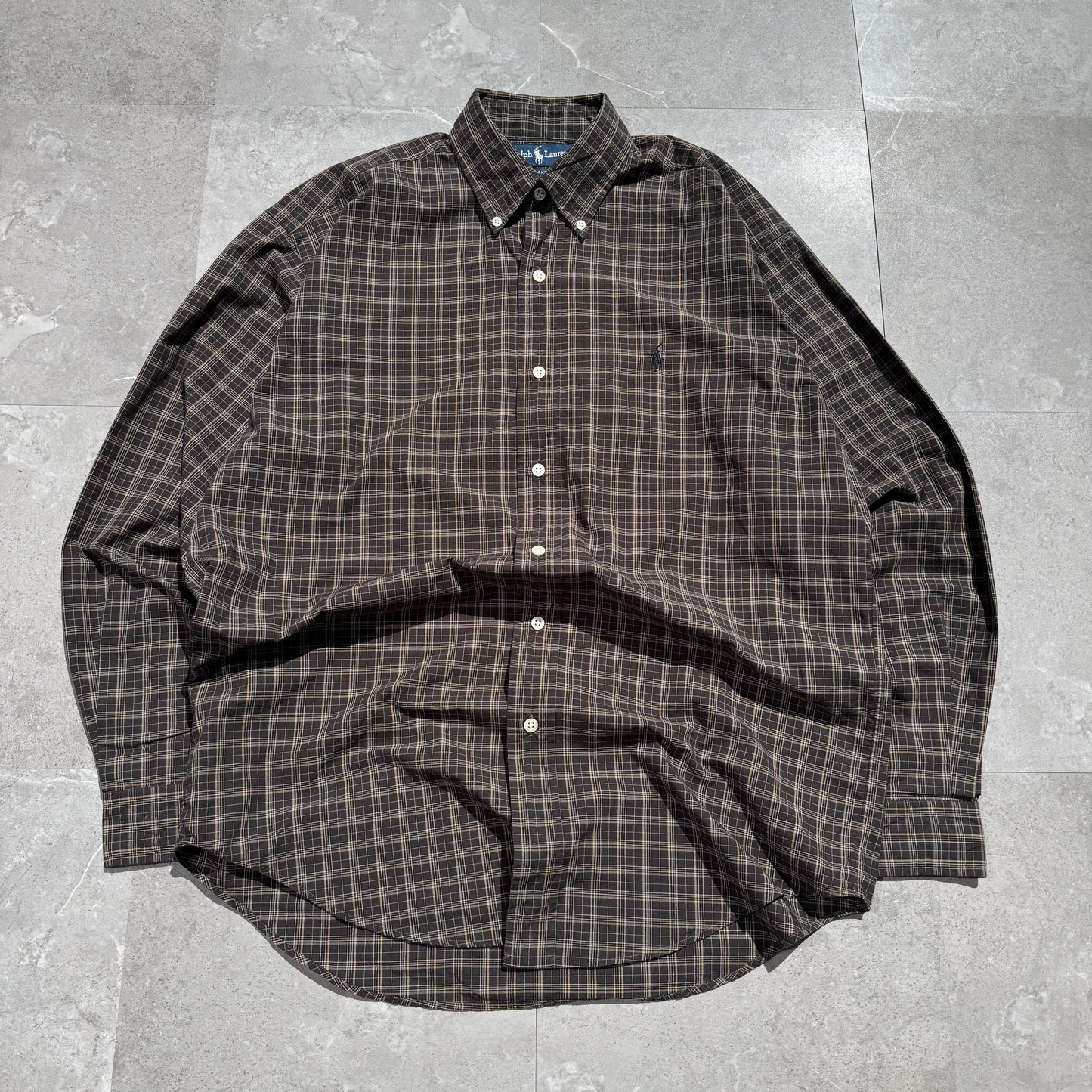 90s-00s Ralph Lauren “Blake” Dark Brown Checkered Button Down Shirt KiiChain Clothing