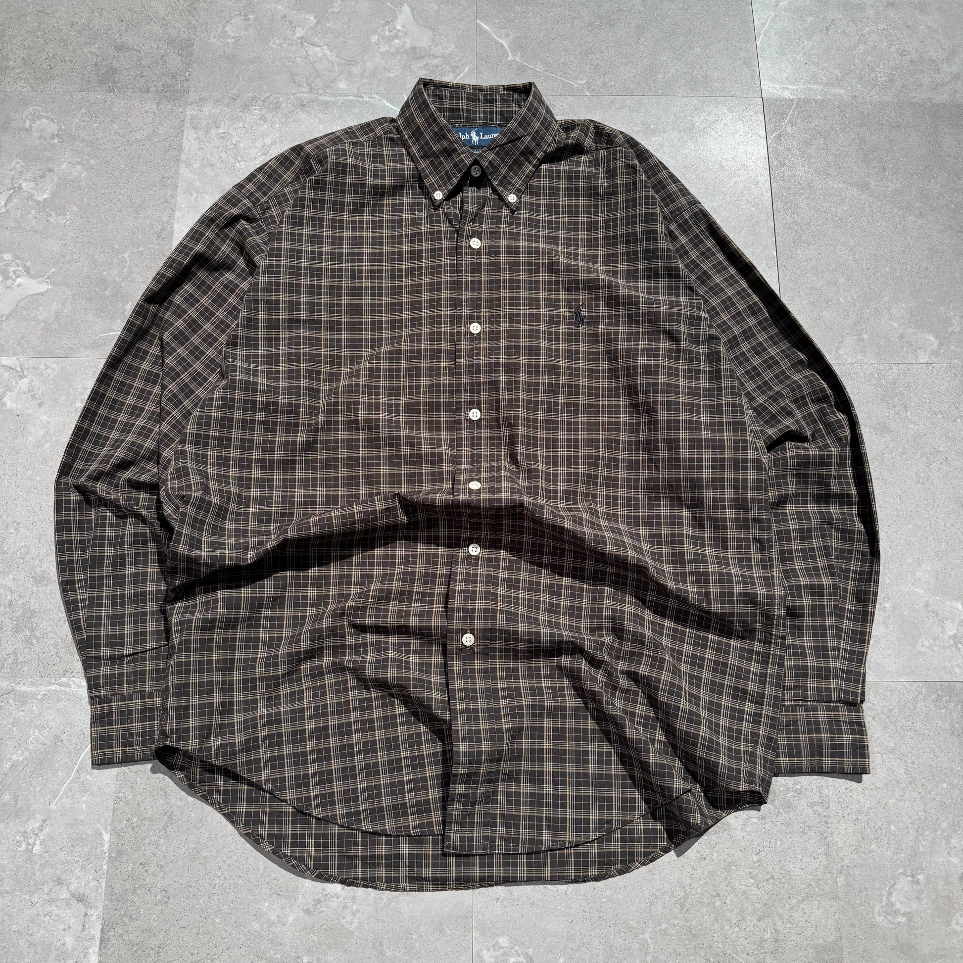 90s-00s Ralph Lauren “Blake” Dark Brown Checkered Button Down Shirt KiiChain Clothing