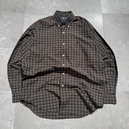 90s-00s Ralph Lauren “Blake” Dark Brown Checkered Button Down Shirt KiiChain Clothing