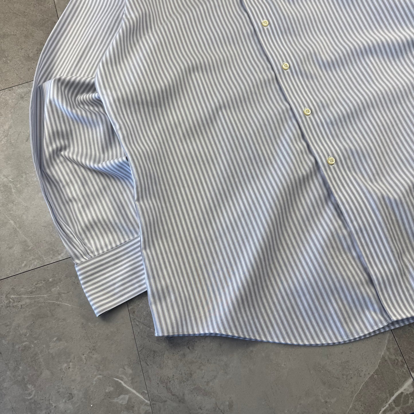 00s Brooks Brothers 346 Light Blue Slim Fit Striped Shirt