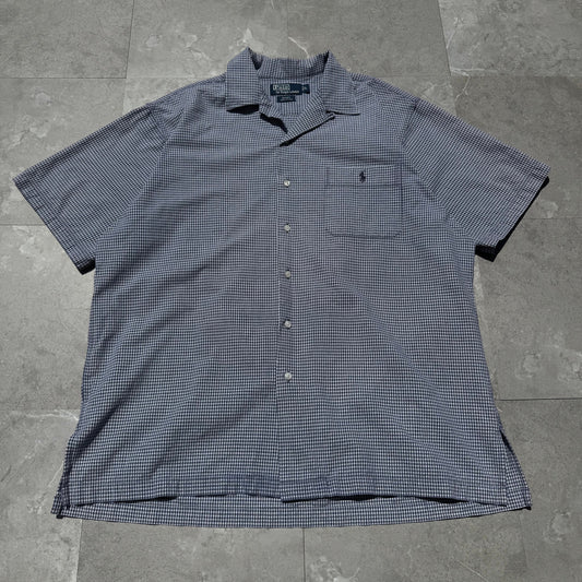 90s-00s Ralph Lauren Adams Cotton Blue Checkered Open Collar Shirt KiiChain Clothing