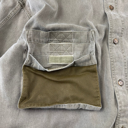 80s-90s Banana Republic Faded Khaki Multi Mesh Pocket Safari Shirt