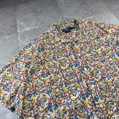 00s Polo by Ralph Lauren Caldwell Beige Paisley Open Collar Shirt XL