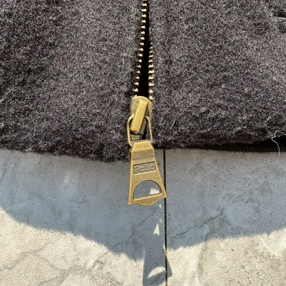 90s-00s Ralph Lauren Black Checkered Lined Wool Harrington Jacket