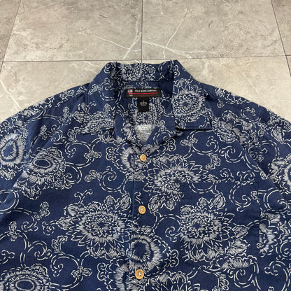 00s Ralph Lauren Polo Jeans Co. Navy Floral Open Collar Shirt