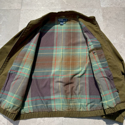 90s-00s Ralph Lauren Olive Green Checkered Lined Swing Top Jacket