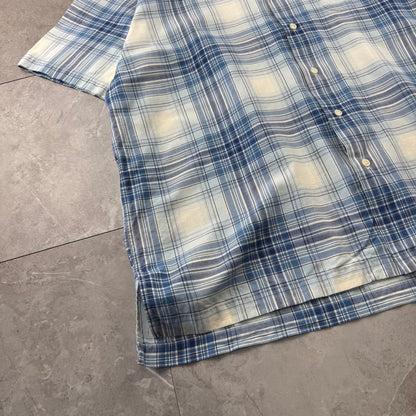 00s Ralph Lauren Bob Camp Blue Checkered Button Down Short Sleeve Shirt XL