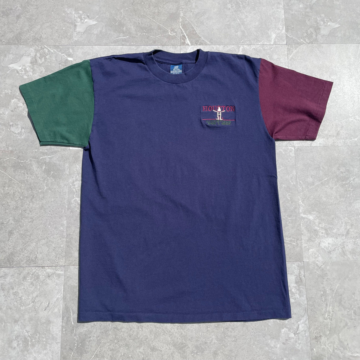 90s Belton Designer Knits Made in USA Color Block T-Shirt 