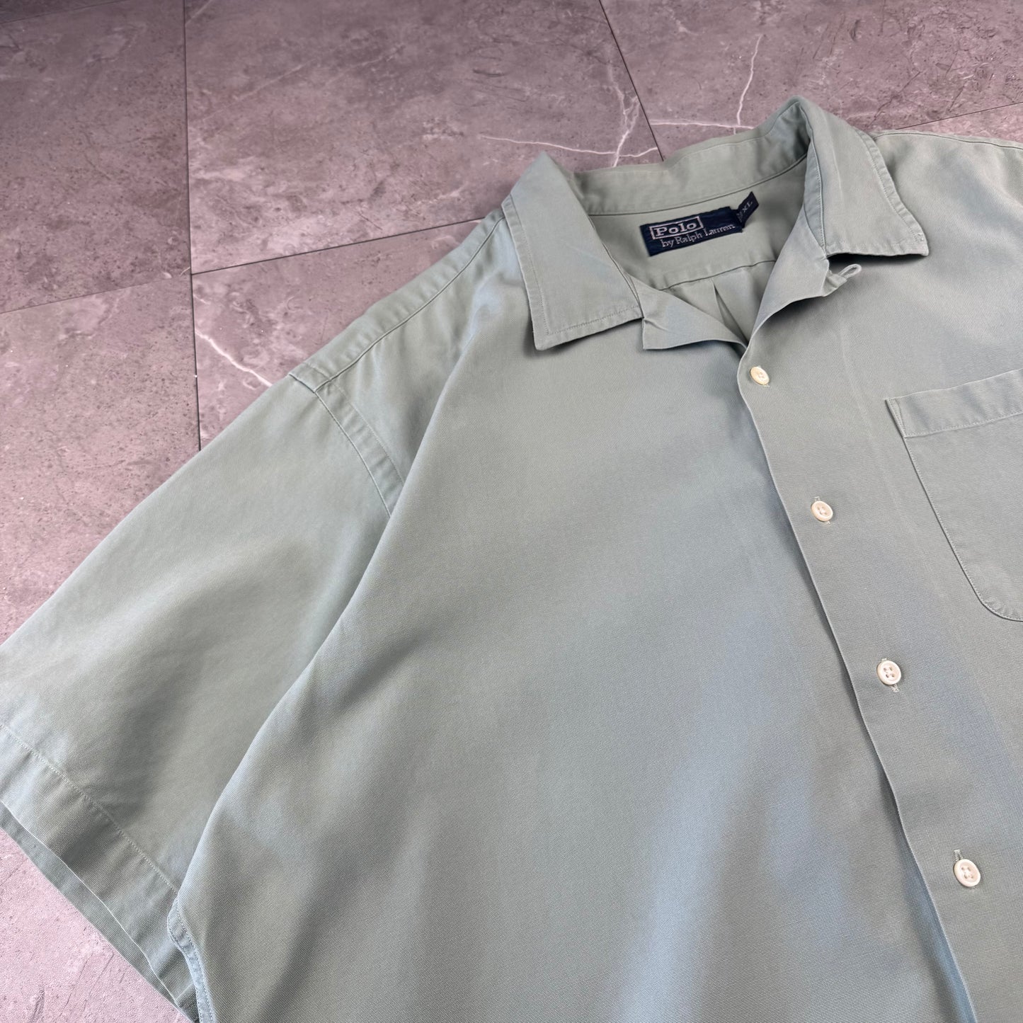 00s Polo by Ralph Lauren Rare Sage Green Open Collar Shirt