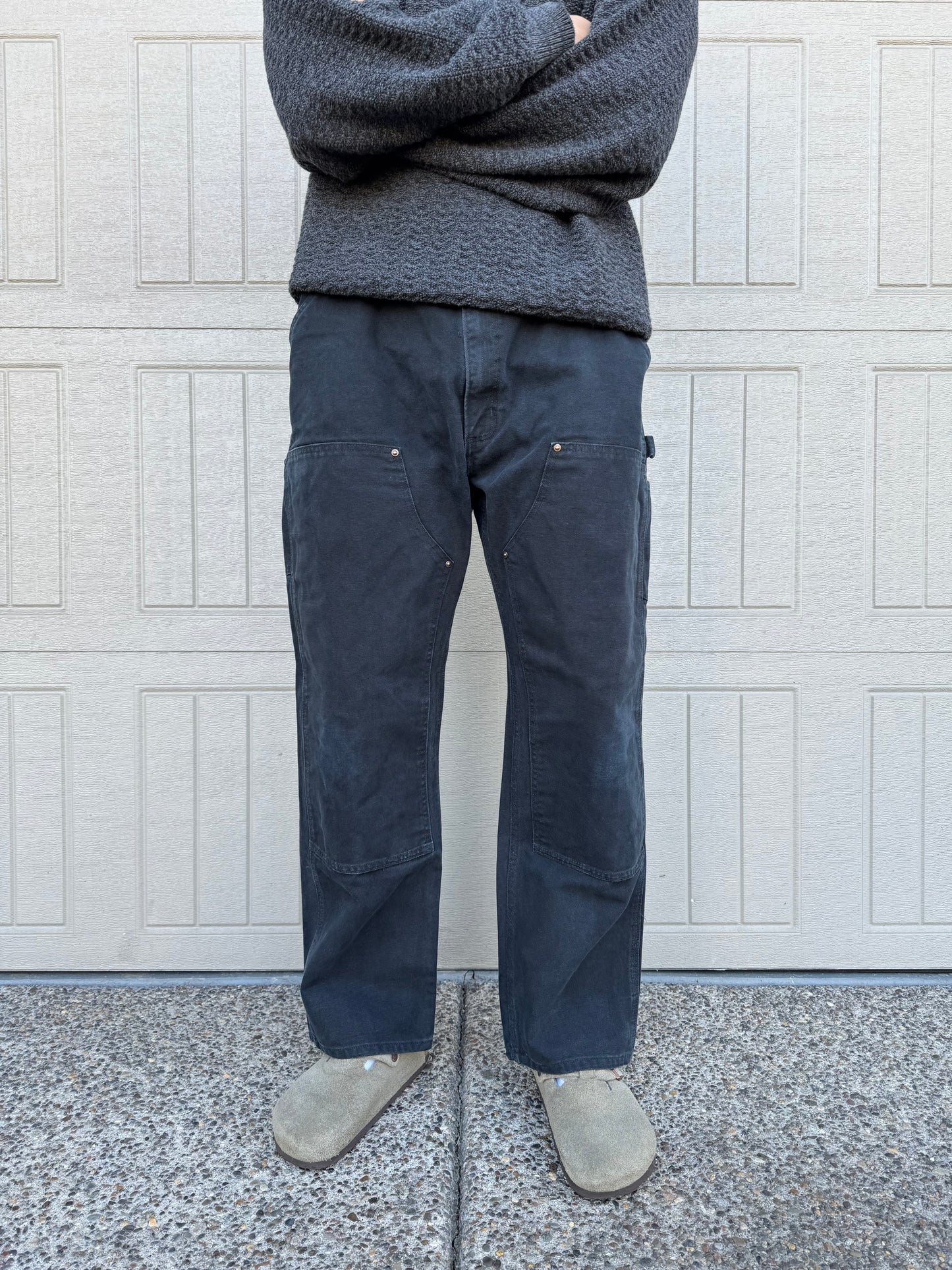 90s-00s Carhartt Black Double Knee Work Pants 40x30