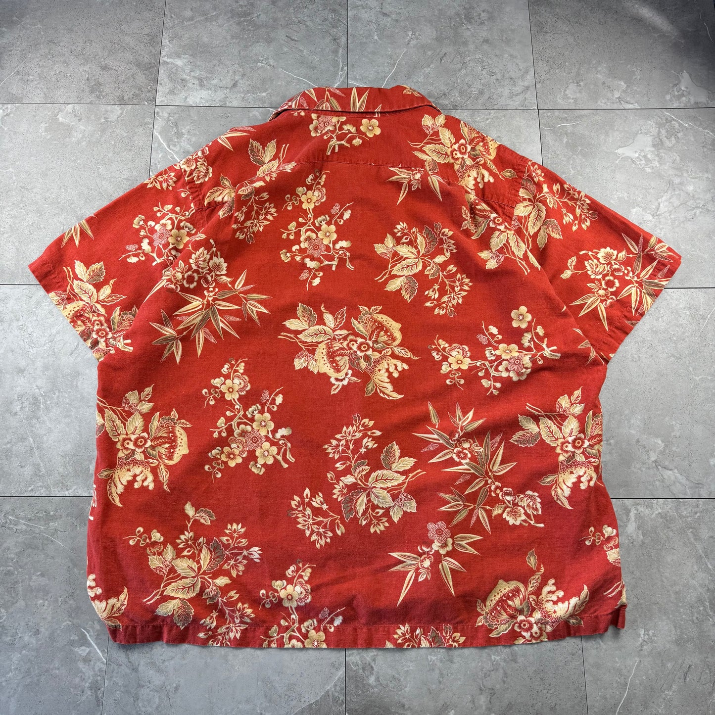 00s Polo by Ralph Lauren Vintage Camp Red Floral Open Collar Shirt