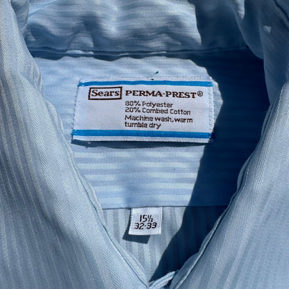 70s-80s Sears Seersucker Light Blue Shirt KiiChain Clothing
