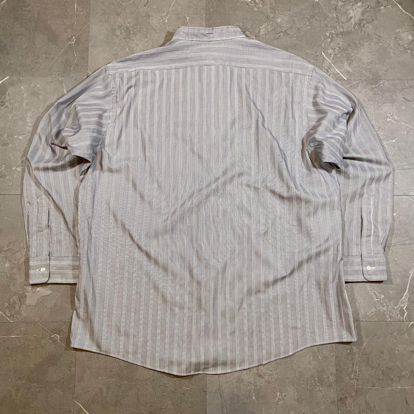 90s Arrow Collection Gray Striped Stand Collar Shirt