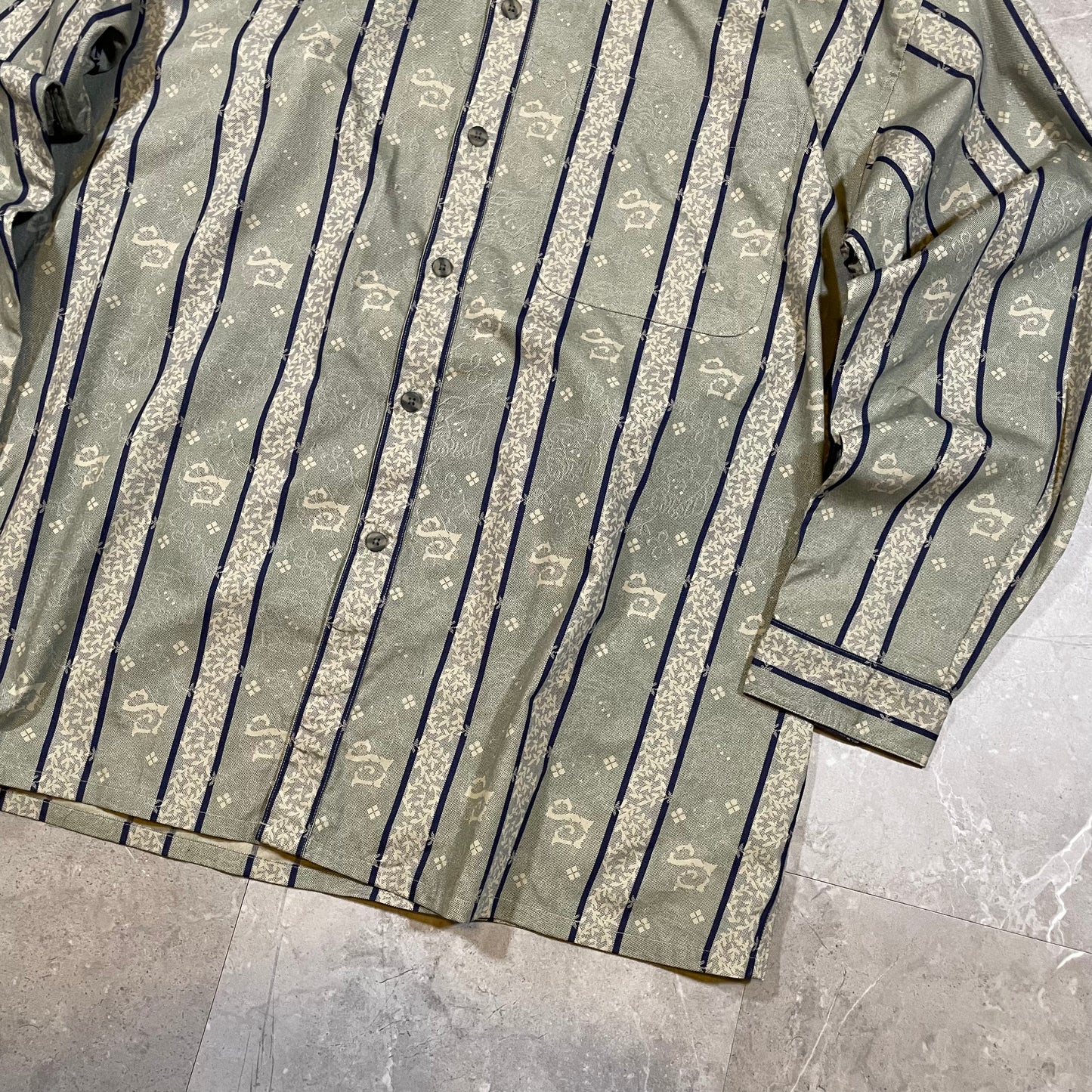 90s Deadstock Basic Elements Striped Pattern Shirt