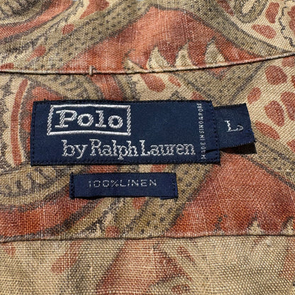 90s Ralph Lauren Rare Graphic Linen Open Collar Shirt KiiChain Clothing