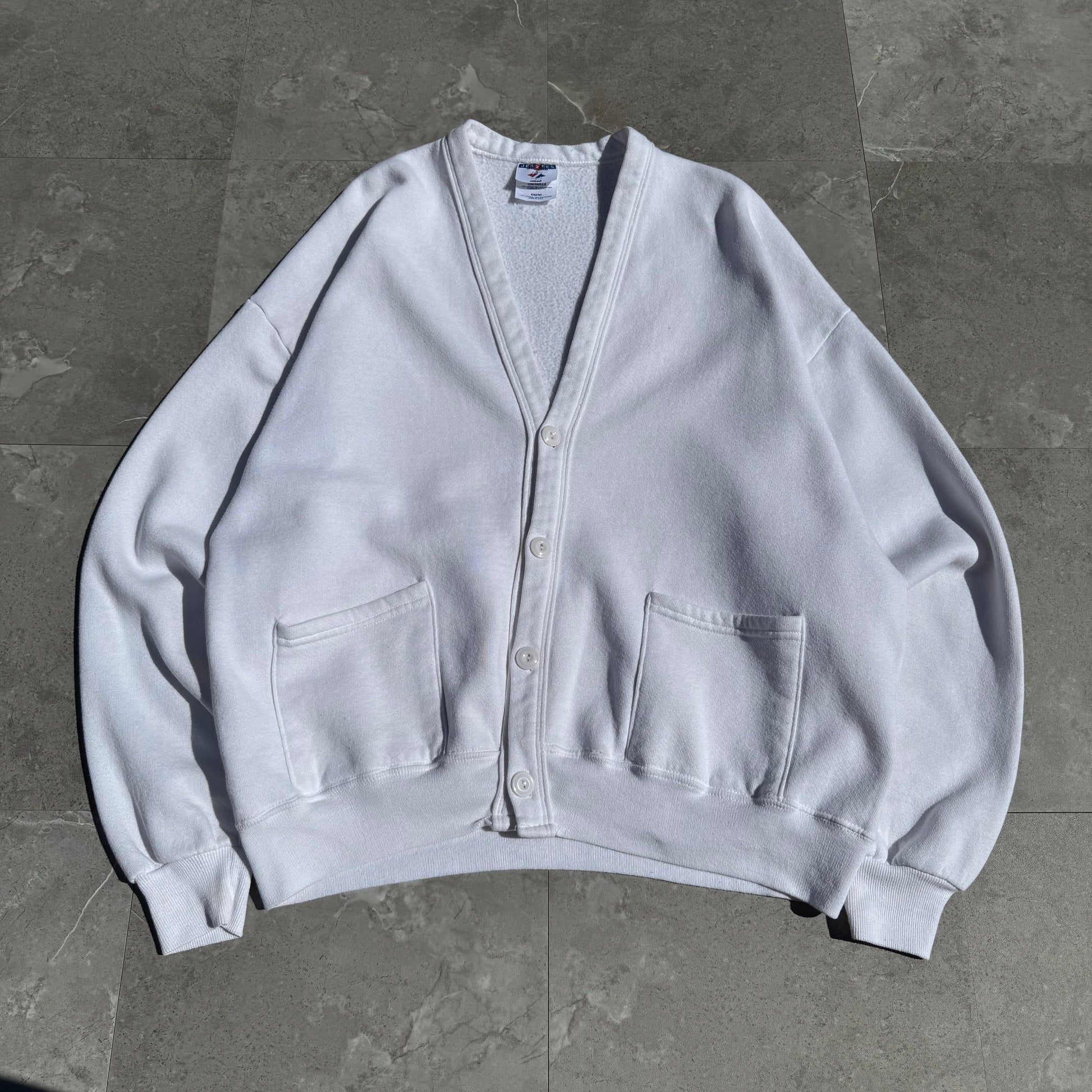 90s-00s Jerzees Made in USA White Sweat Cardigan KiiChain Clothing
