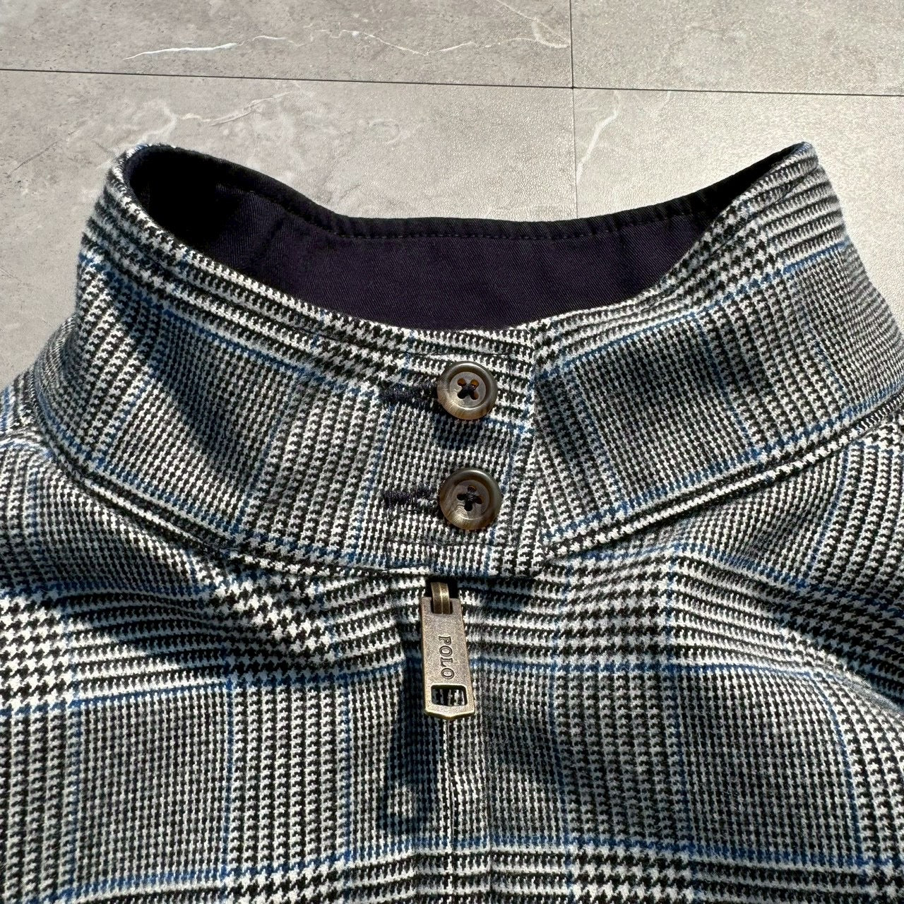 90s-00s Ralph Lauren Rare Houndstooth / Navy Reversible Harrington Jacket