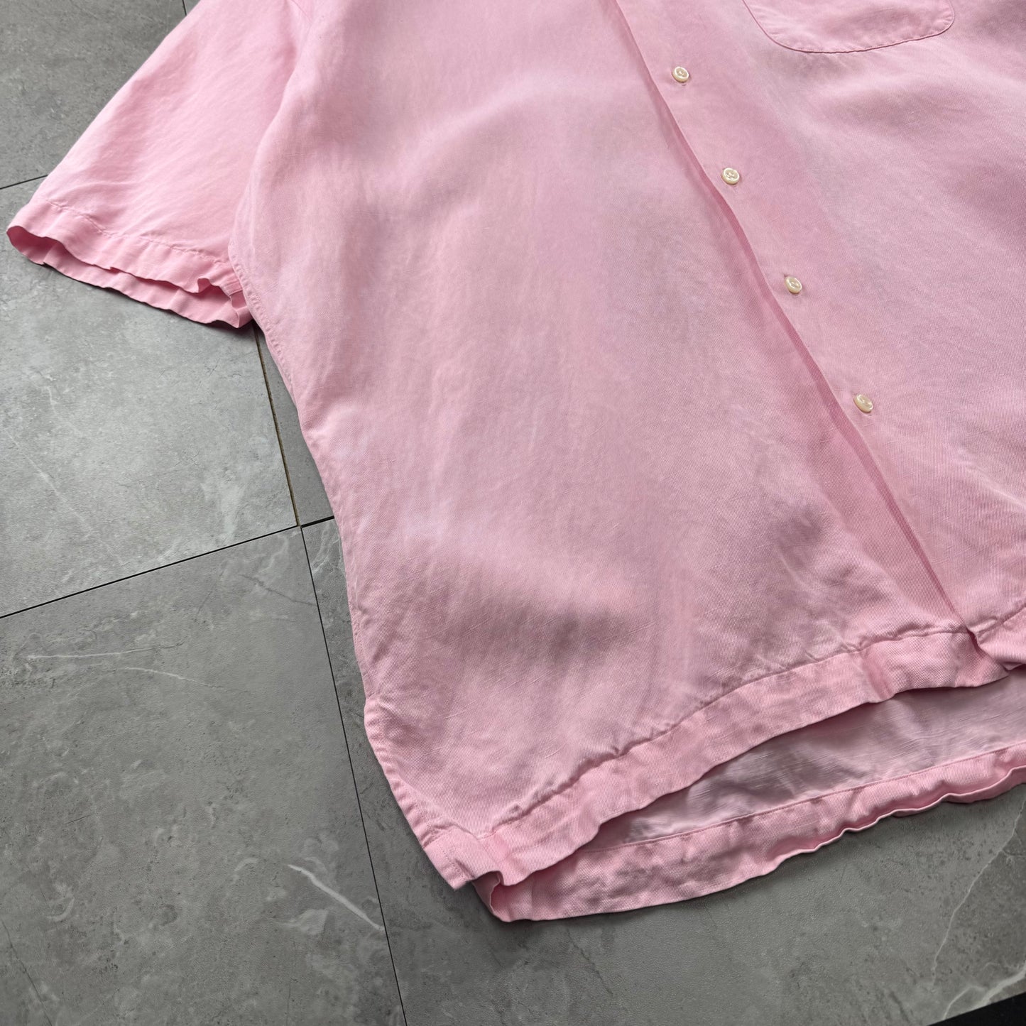 00s Polo by Ralph Lauren Caldwell Pink Linen x Silk Open Collar Shirt