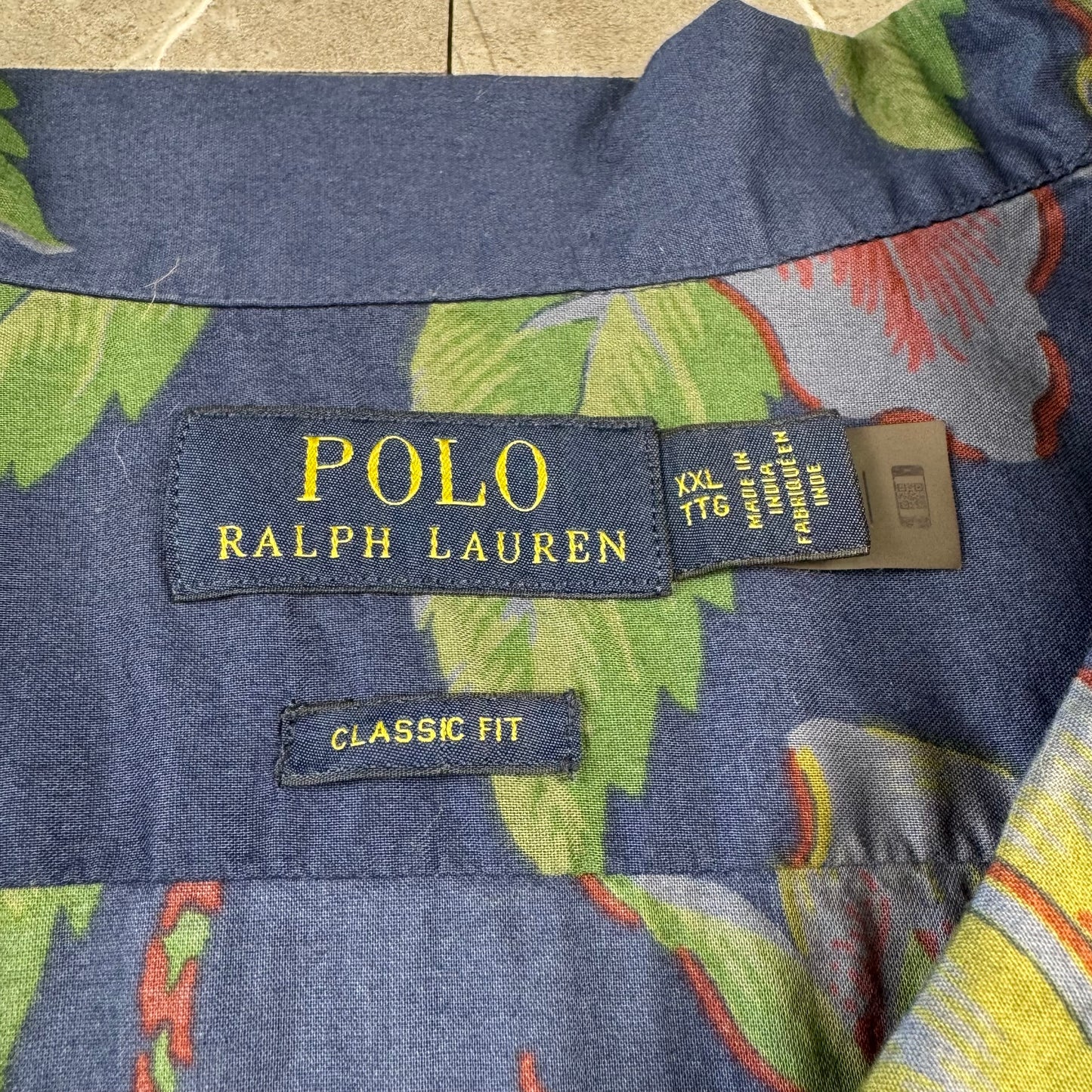 00s~ Polo Ralph Lauren Navy Hibiscus Open Collar Shirt XXL