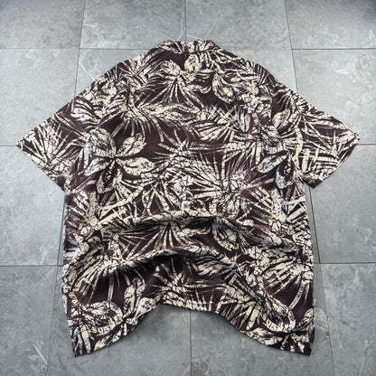 00s Polo by Ralph Lauren Clayton Brown Silk x Linen Short Sleeve Shirt L