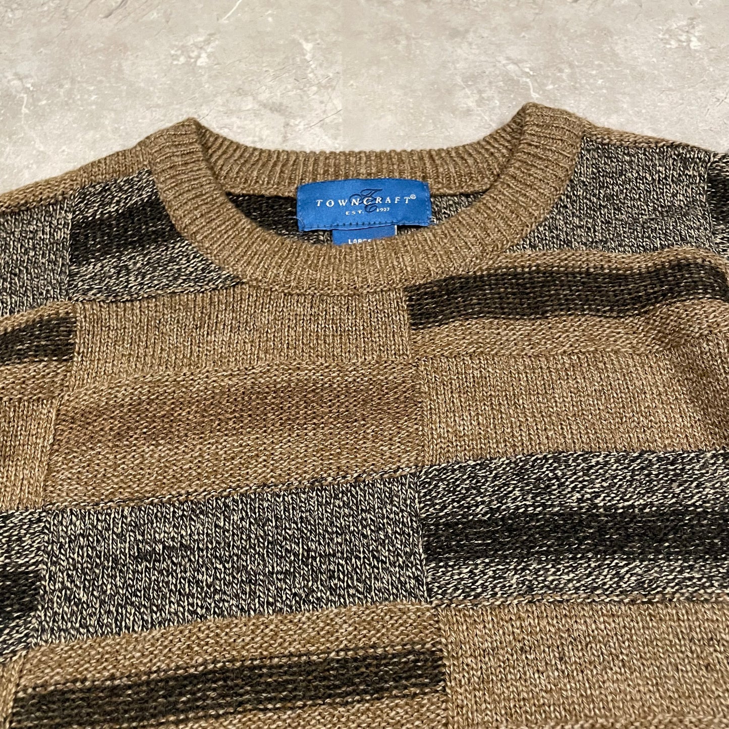 90s-00s Towncraft Block Pattern Knitted Sweater