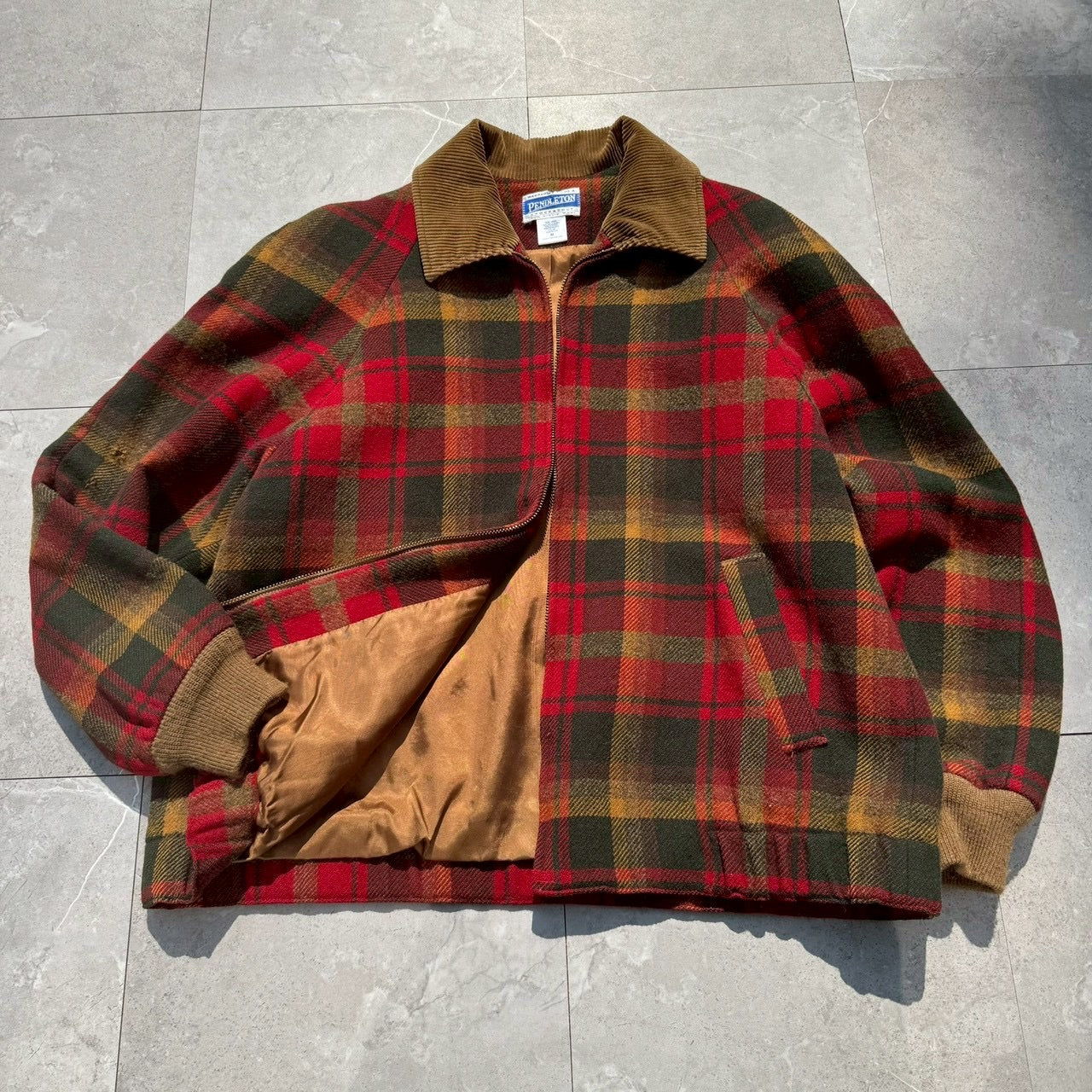 80s-90s Pendleton Made in USA 100% Virgin Wool Red Checkered Jacket