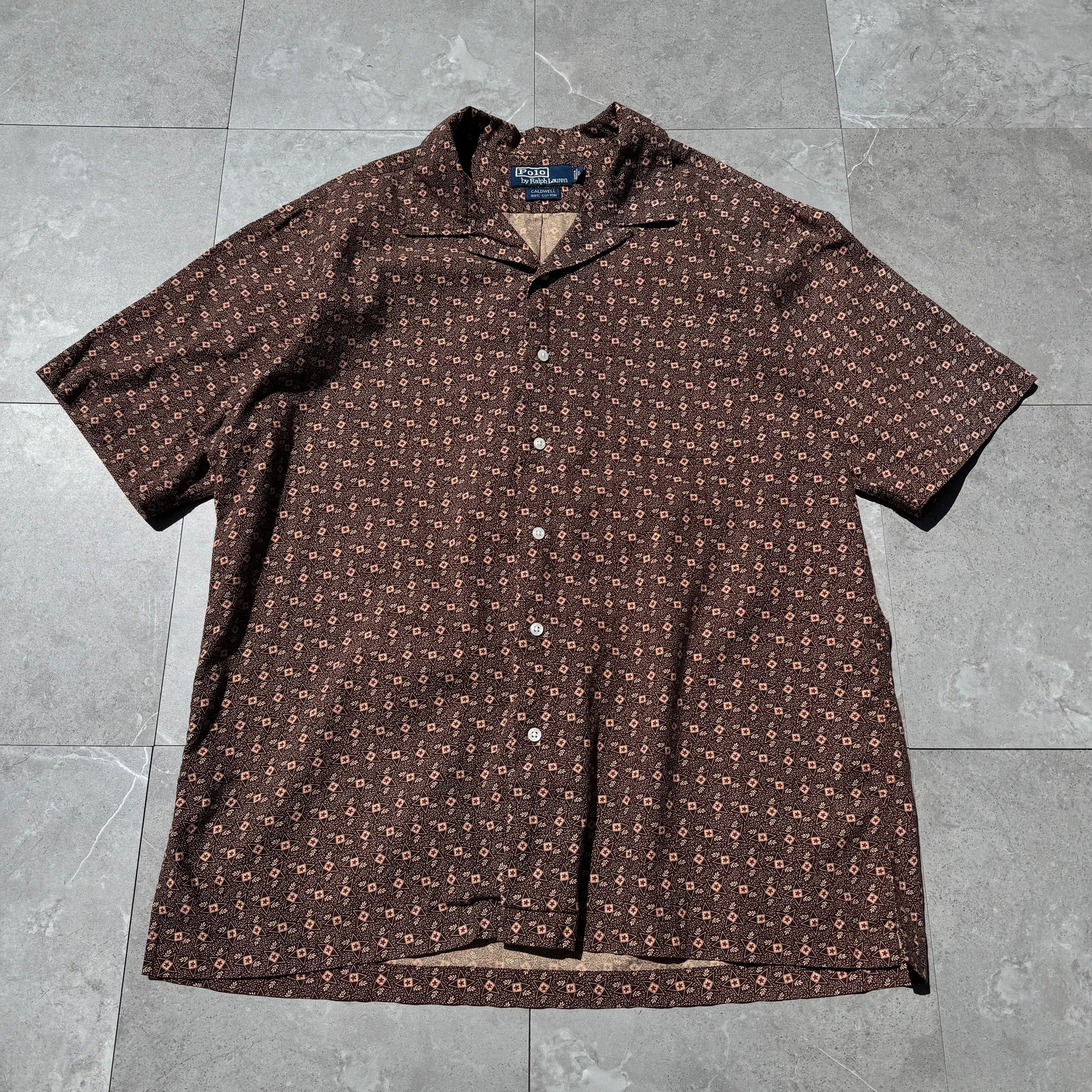 90s-00s Ralph Lauren Caldwell Brown Open Collar Shirt KiiChain Clothing