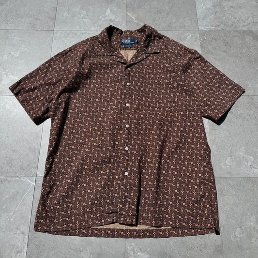 90s-00s Ralph Lauren Caldwell Brown Open Collar Shirt KiiChain Clothing