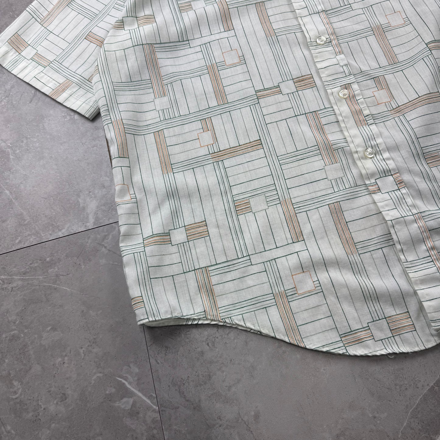 70s-80s JC Penny No Iron Geometric Design Short Sleeve Shirt Size 17