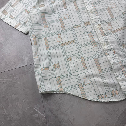 70s-80s JC Penny No Iron Geometric Design Short Sleeve Shirt Size 17