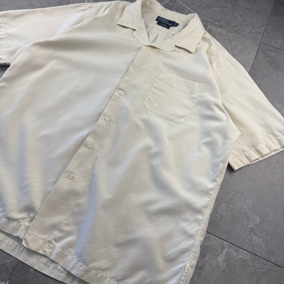 00s Polo by Ralph Lauren Caldwell No-Pony Cream Silk x Cotton Open Collar Shirt XL