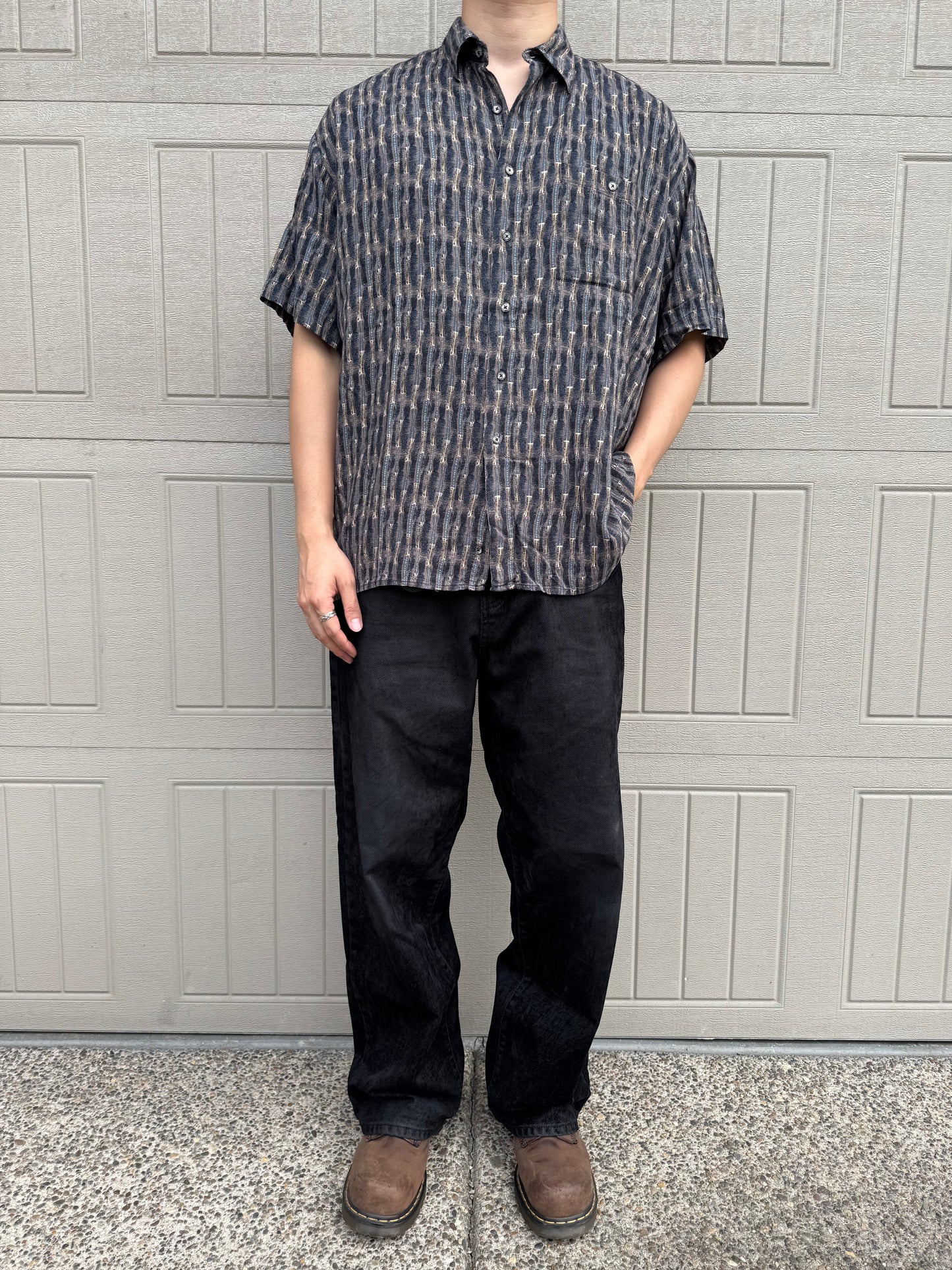 90s Alternatives by Natural Issue Striped Graphic 100% Rayon Short Sleeve Shirt KiiChain Clothing